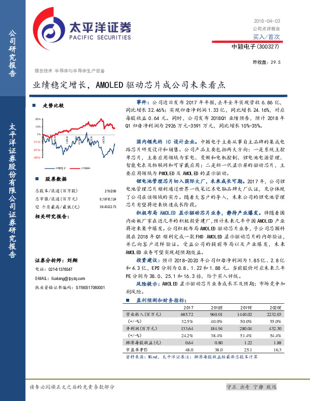 业绩稳定增长，AMOLED驱动芯片成公司未来看点