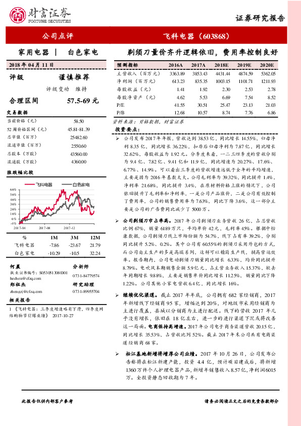 剃须刀量价齐升逻辑依旧，费用率控制良好