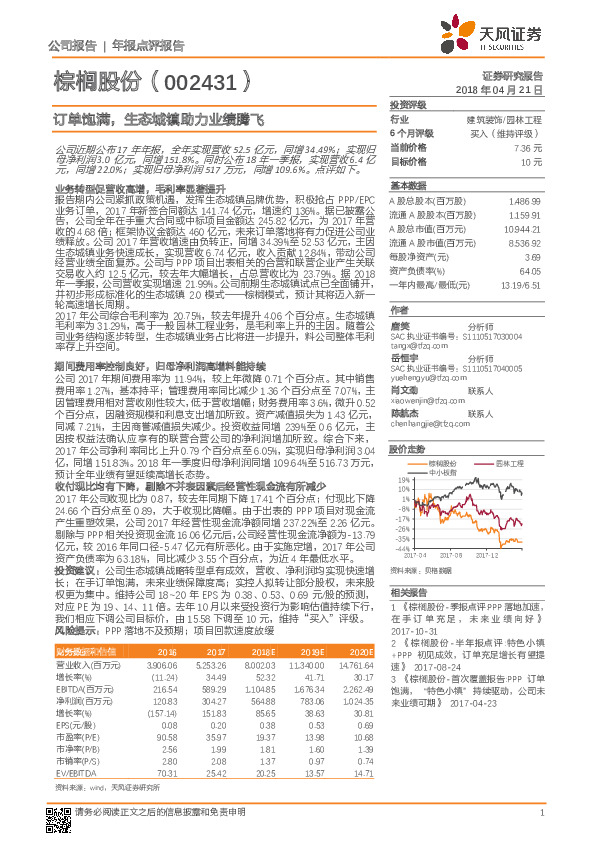 订单饱满，生态城镇助力业绩腾飞