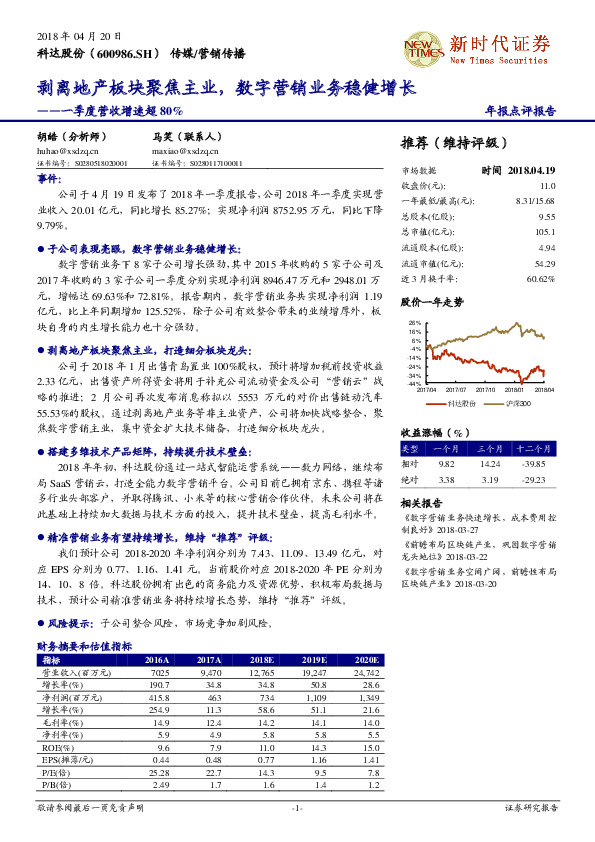 一季度营收增速超80%：剥离地产板块聚焦主业，数字营销业务稳健增长