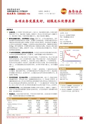 各项业务发展良好,创服龙头优势显著