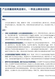 产品销量继续高速增长,一季度业绩表现强劲