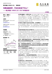 2017年年报点评：年报业绩优异，不分红改变了什么？