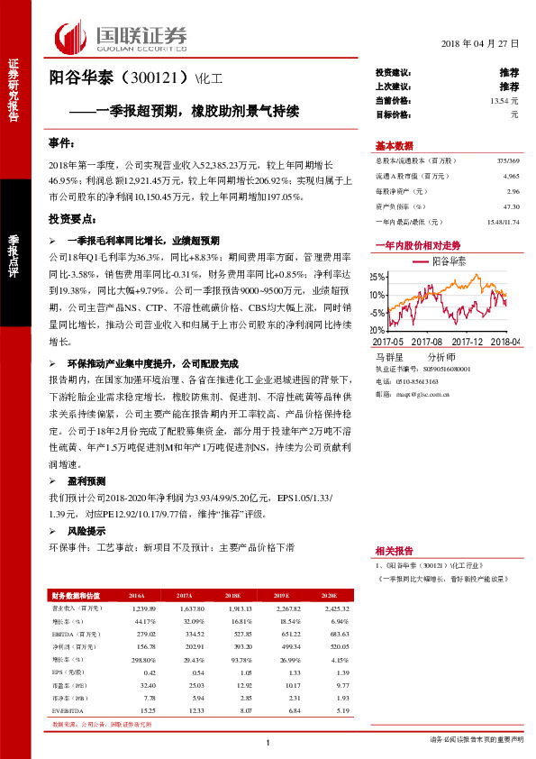一季报超预期，橡胶助剂景气持续