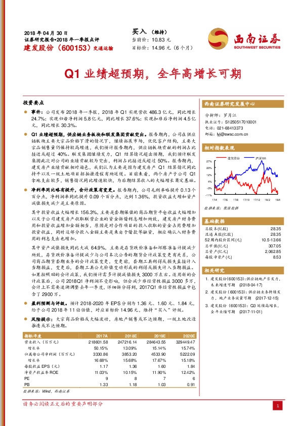 Q1业绩超预期，全年高增长可期