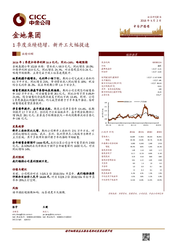 1季度业绩稳增，新开工大幅提速
