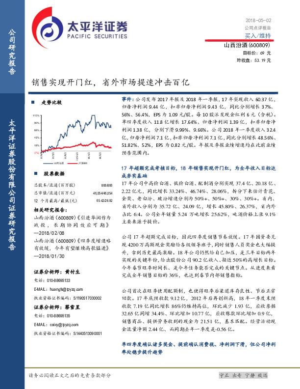 销售实现开门红，省外市场提速冲击百亿