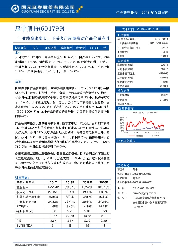 业绩高速增长，下游客户周期带动产品价量齐升