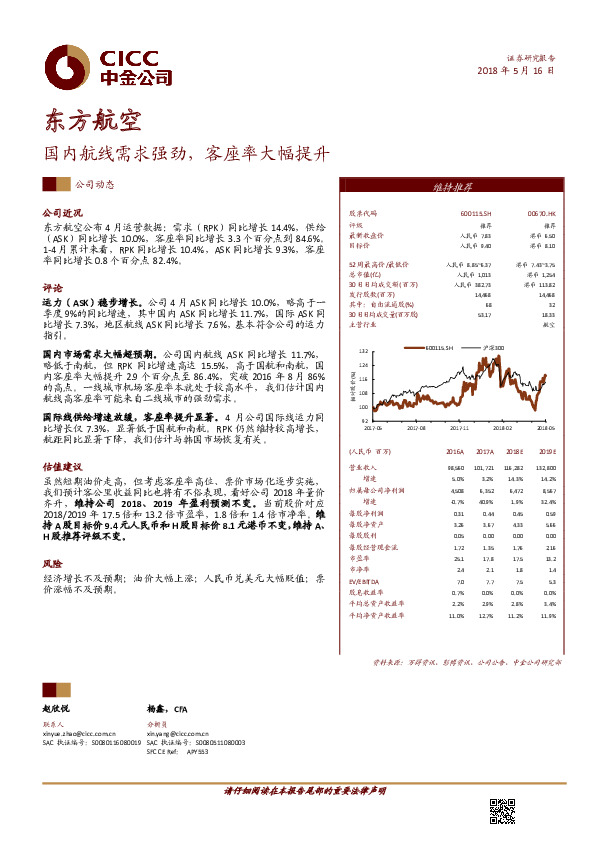 国内航线需求强劲，客座率大幅提升
