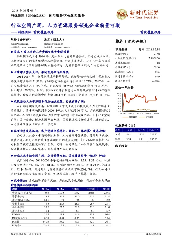 行业空间广阔，人力资源服务领先企业前景可期