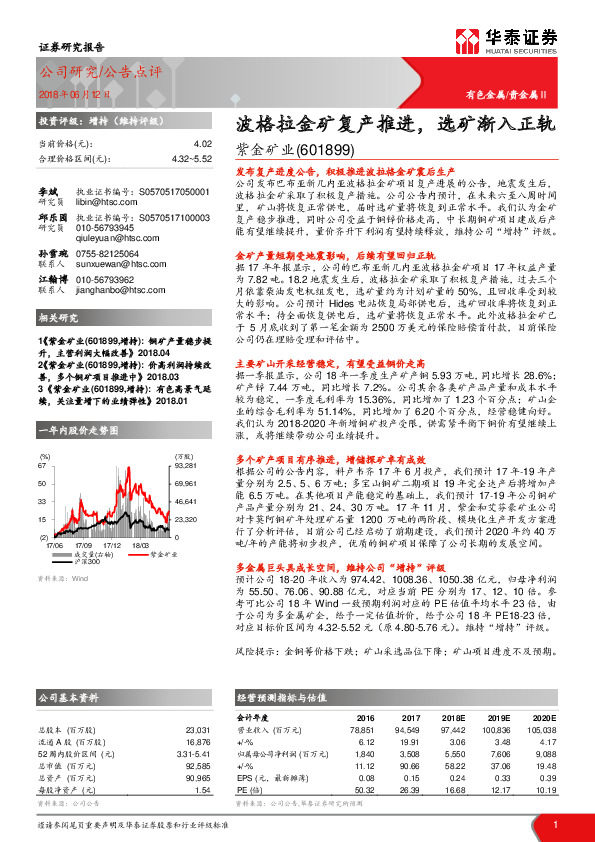 波格拉金矿复产推进，选矿渐入正轨