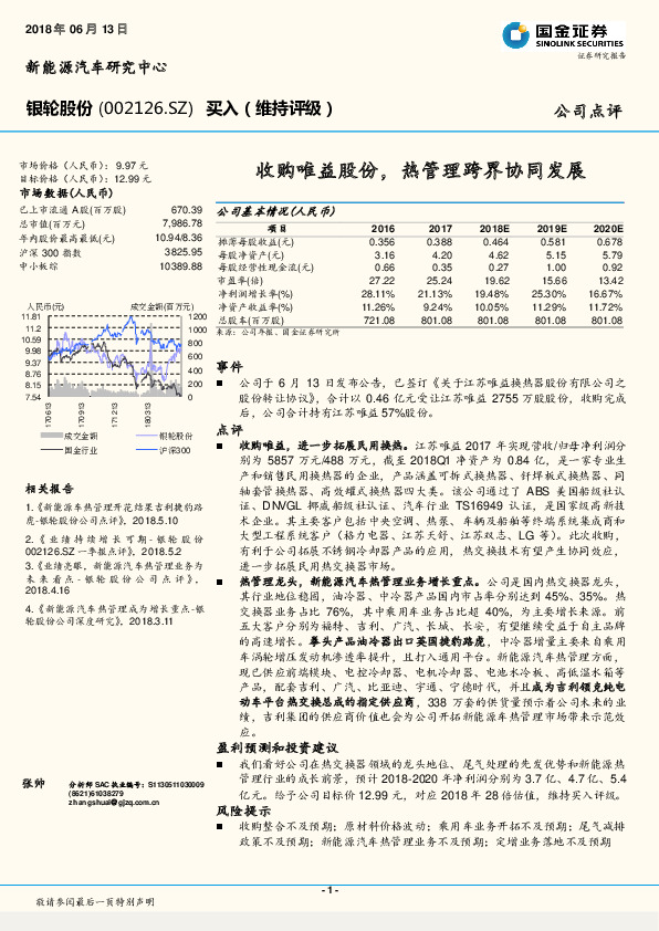 收购唯益股份，热管理跨界协同发展