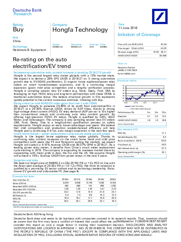 Re-rating on the auto electrification/EV trend