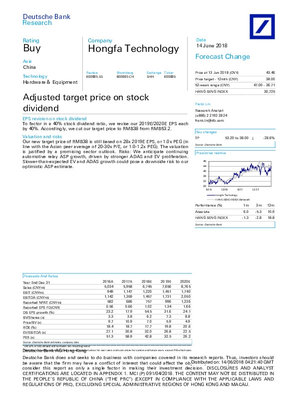 Adjusted target price on stock dividend