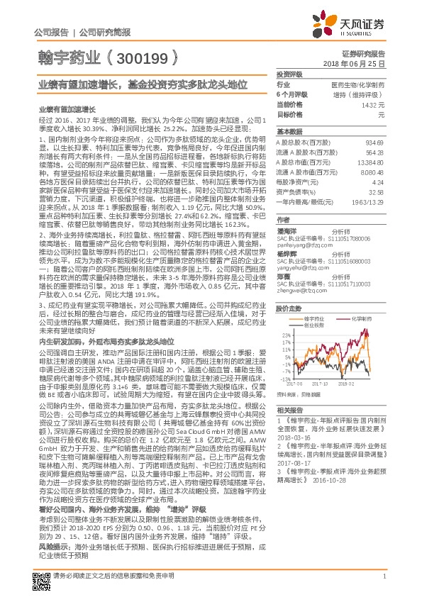 业绩有望加速增长，基金投资夯实多肽龙头地位