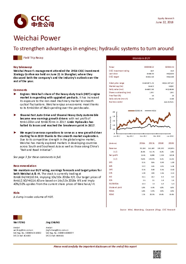 To strengthen advantages in engines; hydraulic systems to turn around