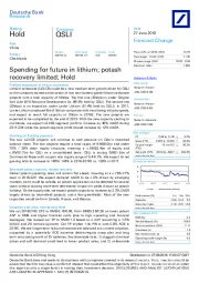 Spending for future in lithium; potash recovery limited; Hold