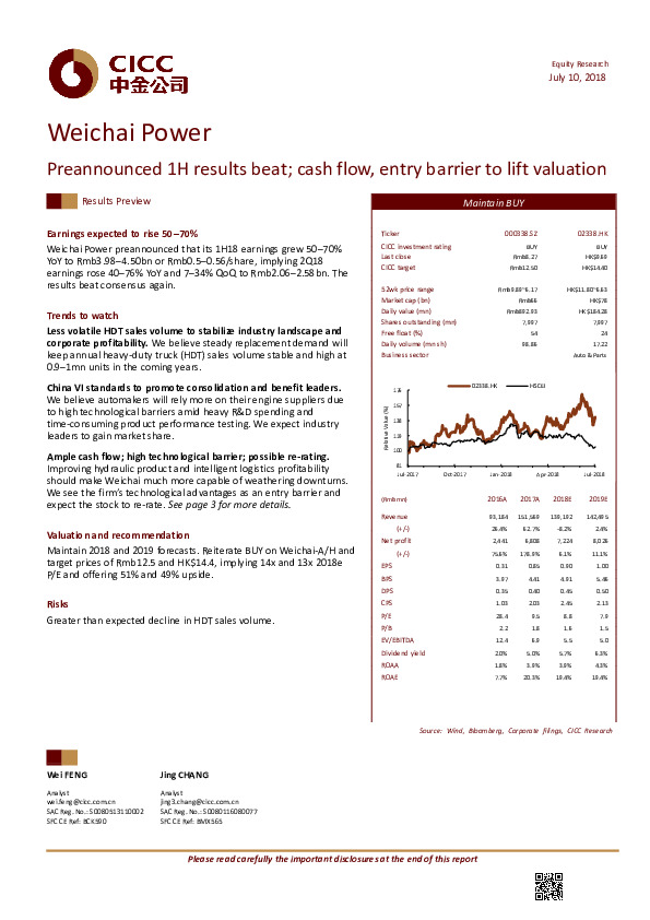 Preannounced 1H results beat; cash flow , entry barrier to lift valuation