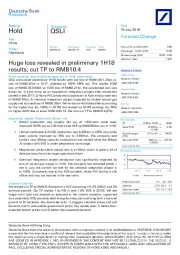 Huge loss revealed in preliminary 1H18 results; cut TP to RMB10.4