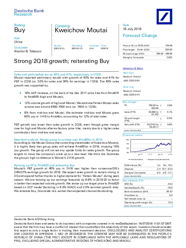 Strong 2Q18 growth; reiterating Buy