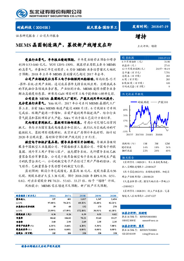 MEMS晶圆制造满产，募投新产线增发在即