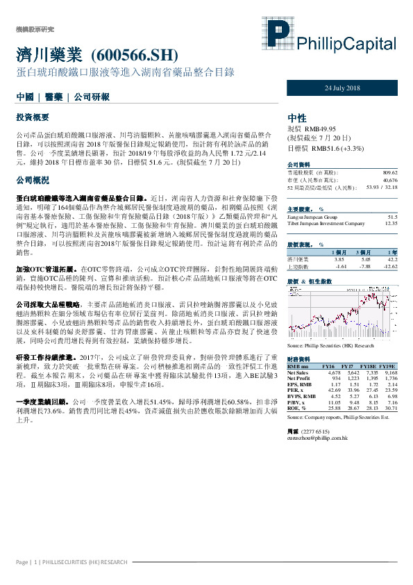 蛋白琥珀酸铁口服液等进入湖南省药品整合目录