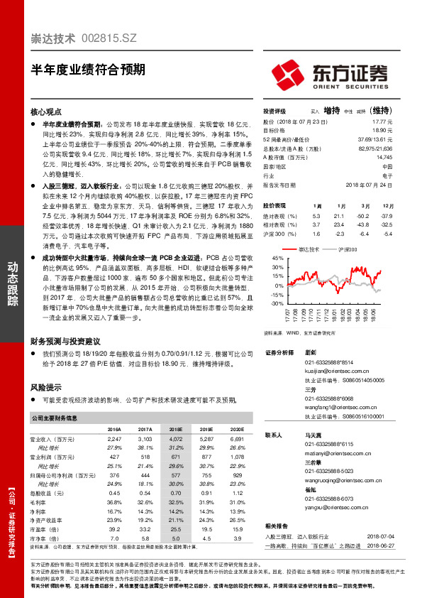 半年度业绩符合预期
