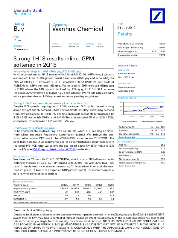 Strong 1H18 results inline; GPM softened in 2Q18