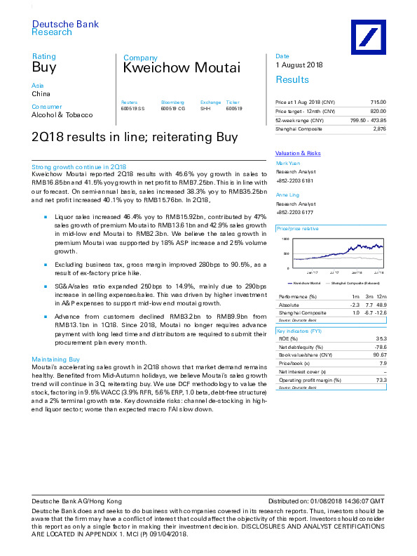 2Q18 results in line; reiterating Buy