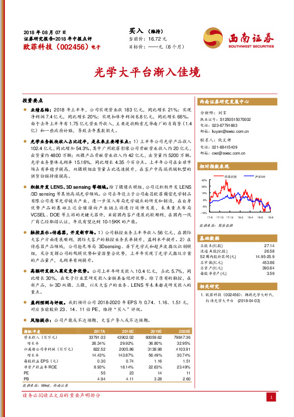 光学大平台渐入佳境