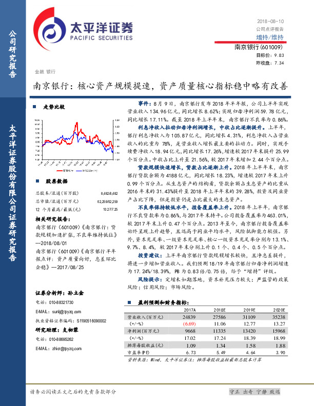 核心资产规模提速，资产质量核心指标稳中略有改善