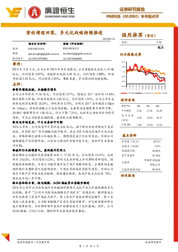 半年报点评：营收增速回落，多元化战略持续推进