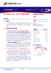 收入势头上佳，主导产品量价稳升