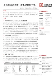 2018年中报点评：公司发展战略明晰，经营业绩稳步增长