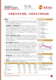 业绩基本符合预期，光通信龙头扬帆起航