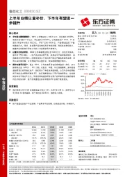 上半年业绩以量补价，下半年有望进一步提升