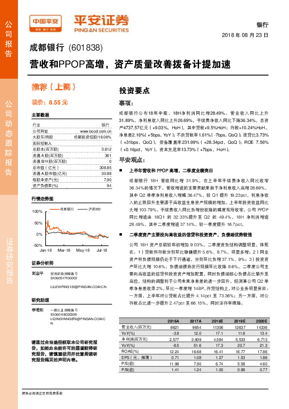 营收和PPOP高增，资产质量改善拨备计提加速