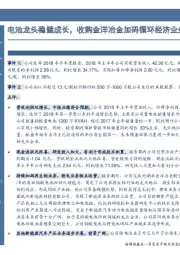 电池龙头稳健成长，收购金洋冶金加码循环经济业务