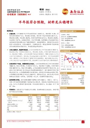 2018年半年报点评：半年报符合预期，材料龙头稳增长