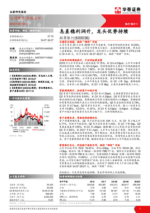 息差稳利润升，龙头优势持续