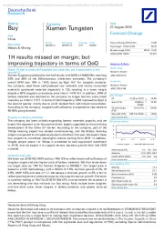 1H results missed on margin; but improving trajectory in terms of QoQ