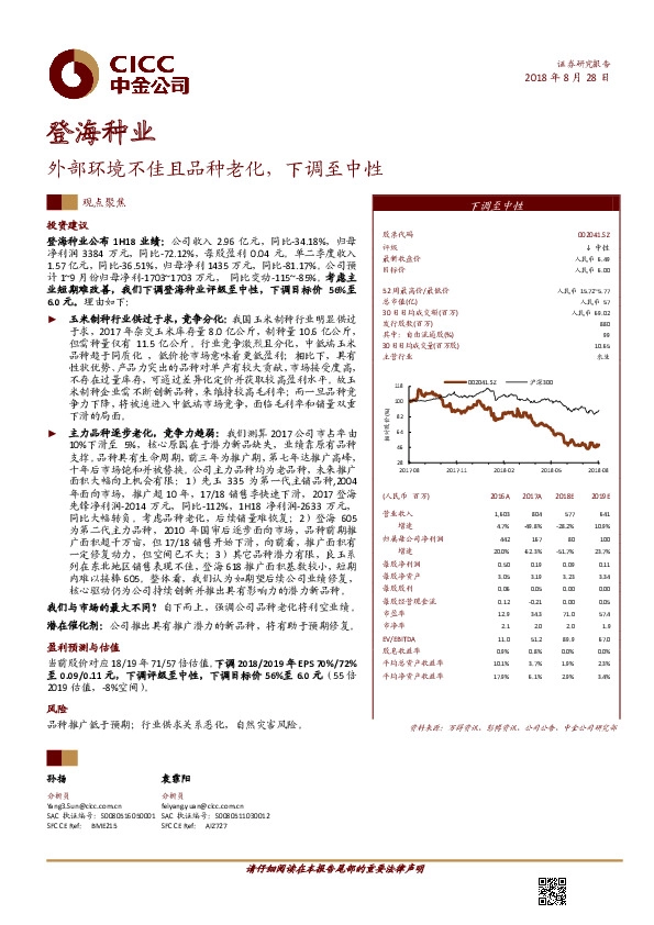 外部环境不佳且品种老化，下调至中性