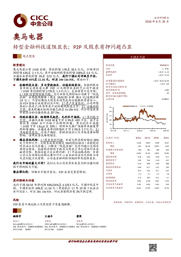 转型金融科技道阻且长；P2P及股东质押问题凸显