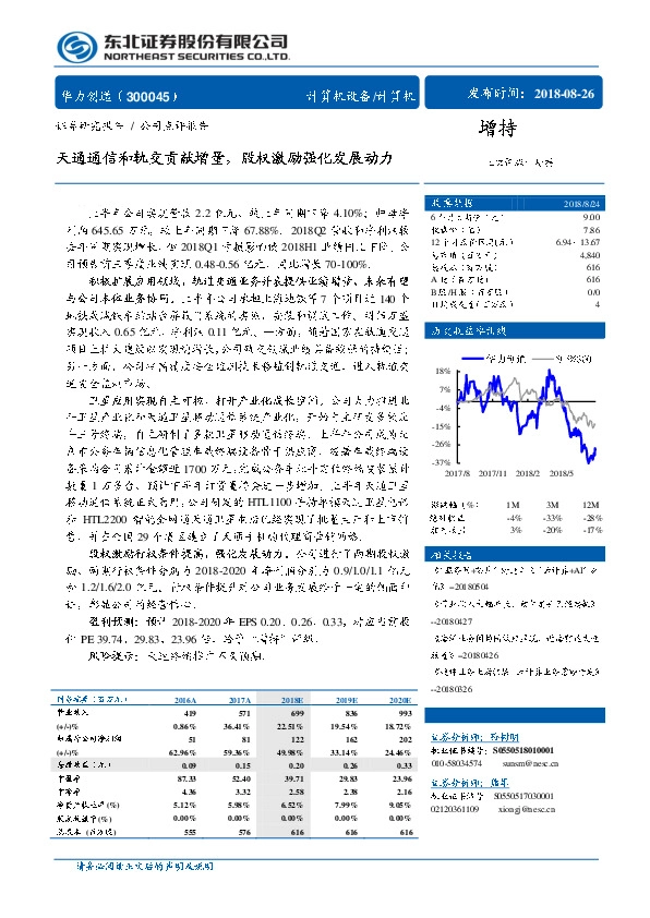 天通通信和轨交贡献增量，股权激励强化发展动力