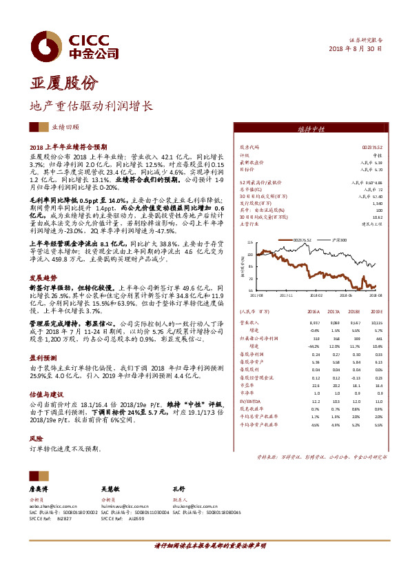 地产重估驱动利润增长