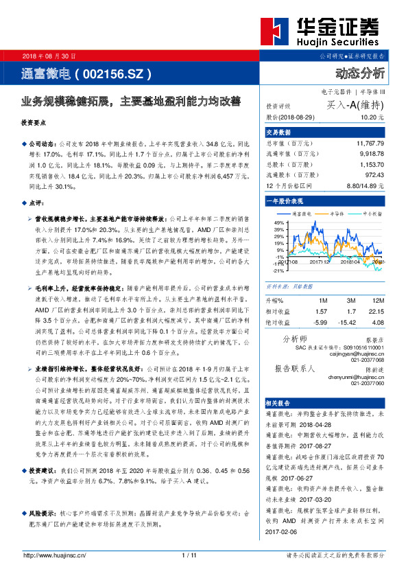 业务规模稳健拓展，主要基地盈利能力均改善