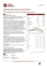 1H18 earnings grow steadily; July RevPAR growth slows