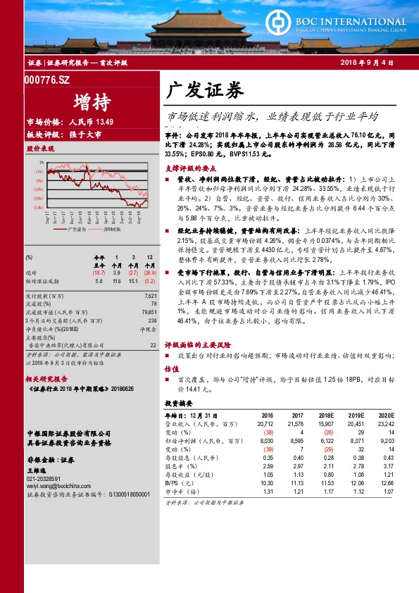 市场低迷利润缩水，业绩表现低于行业平均