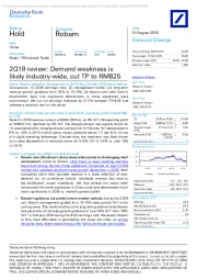 2Q18 review: Demand weakness is likely industry-wide, cut TP to RMB25