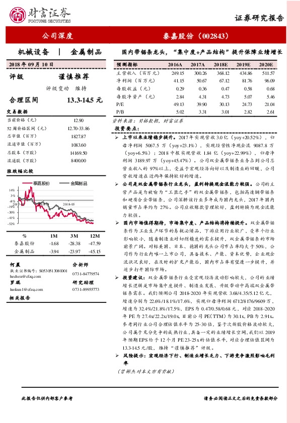 国内带锯条龙头，“集中度+产品结构”提升保障业绩增长